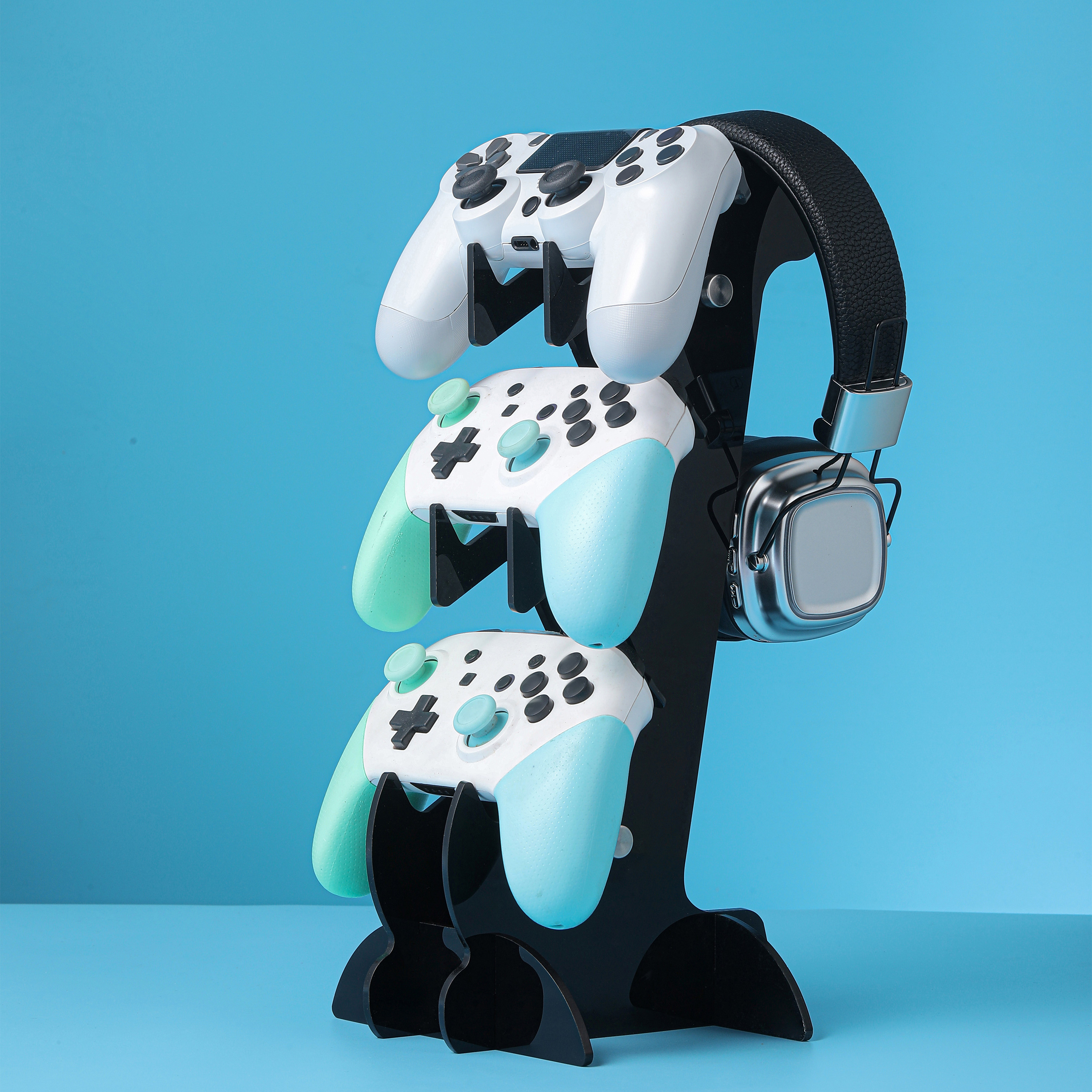Controller Charging Stand - ユニバーサルコントローラーとヘッドフォンスタンド,3層,ps5,ps4,xbox,スイッチに適しています
