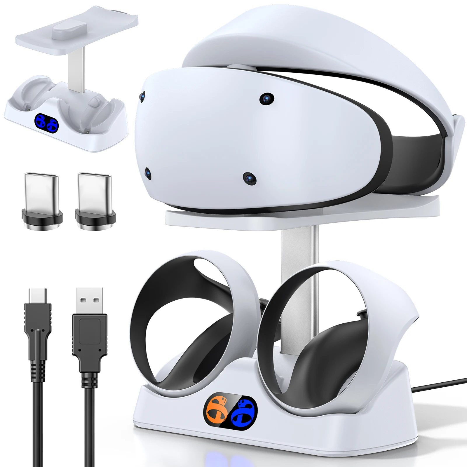 Controller Charging Stand - PS5 VR2用コントローラー充電ドック、VRヘッドセットホルダー付き充電ステーション、PS VR2用コントローラー充電スタンド