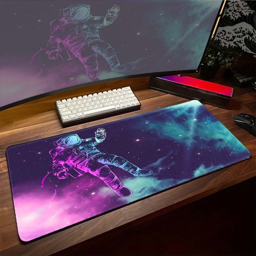 Esports Gaming Setup - アート宇宙飛行士マウスパッドかわいいビッグマウスパッドかわいいXXL Eスポーツ拡張ゲーミングキーボードマットセットアップ大型マウスパッド