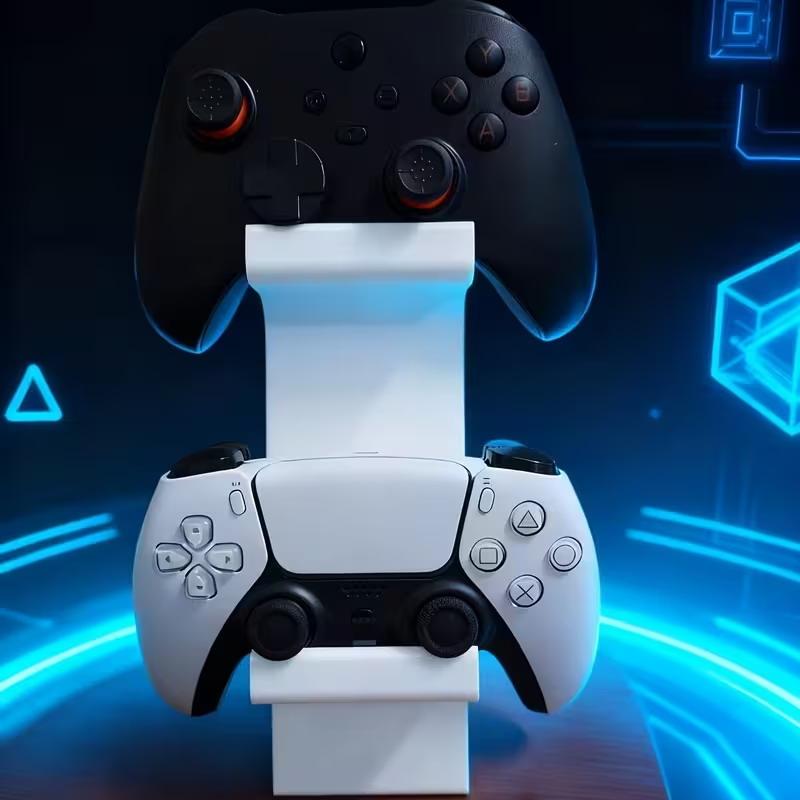 Controller Charging Stand - 新しい3-in-1デスク用コントローラースタンド、ヘッドセットホルダー付き、2つのゲームパッドと1つのヘッドフォン用のゲームオーガナイザー、非充電式デスクトップドック