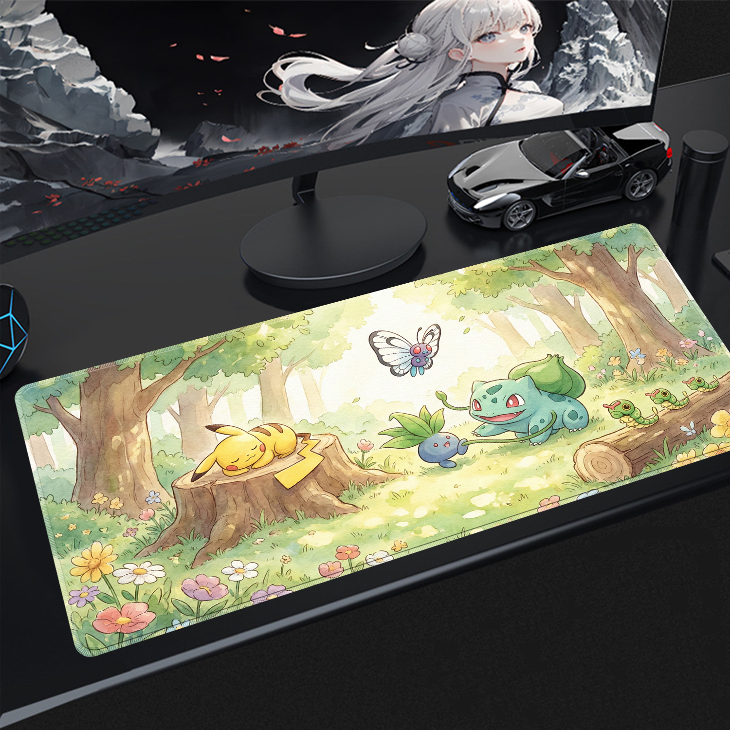 Esports Gaming Mice - かわいいマウスパッドゲーミング PC アクセサリーポケモンピカチュウ HD ゲーマーキャビナーキーボードラグデスクトップマウスマットカーペットゴム製マウスパッド