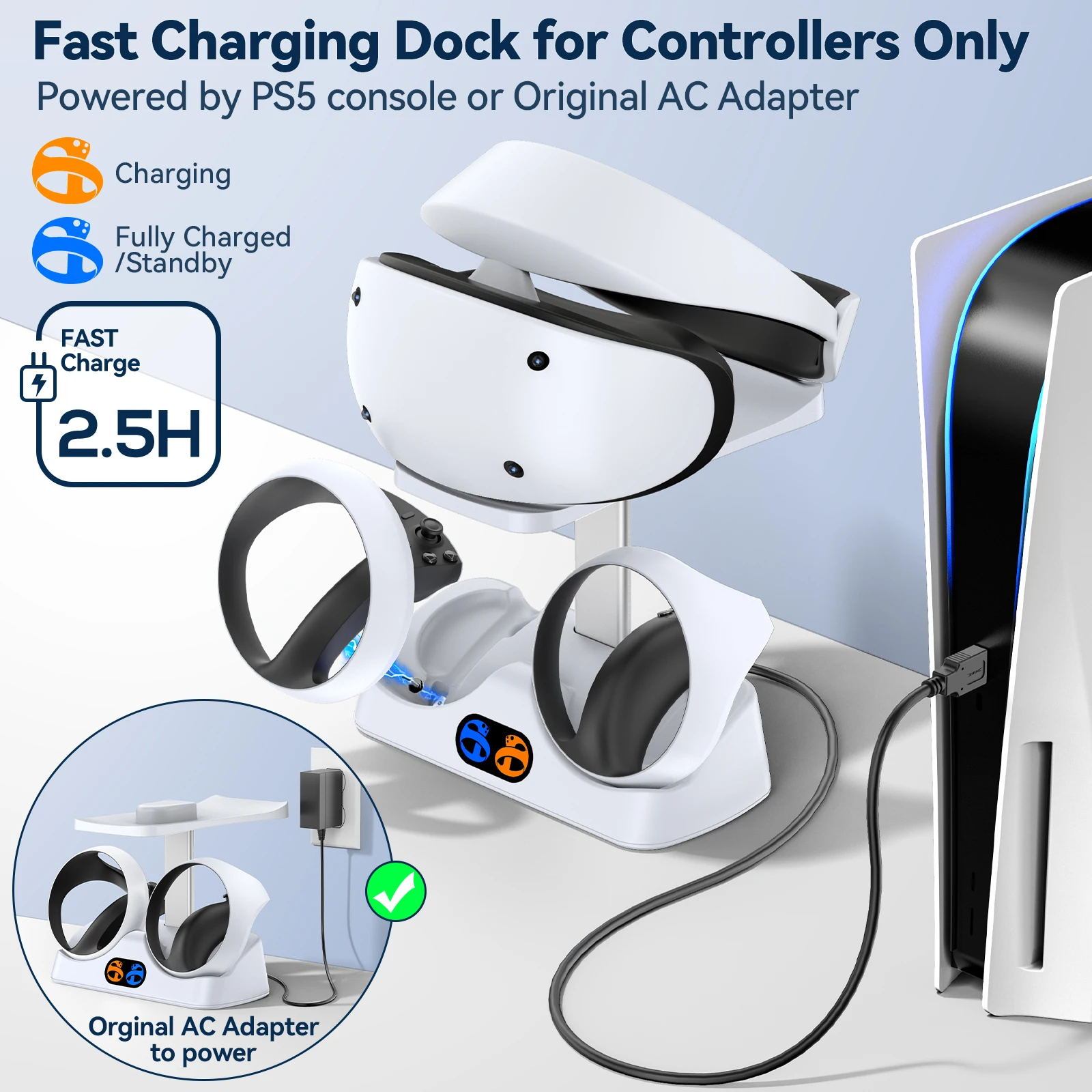 PS5 VR2用コントローラー充電ドック、VRヘッドセットホ - Controller Charging Stand のレビューと価格