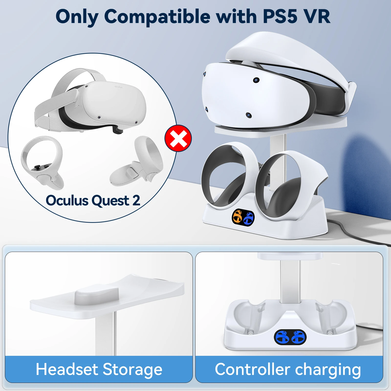 PS5 VR2用コントローラー充電ドック、VRヘッドセットホ - Controller Charging Stand のレビューと価格