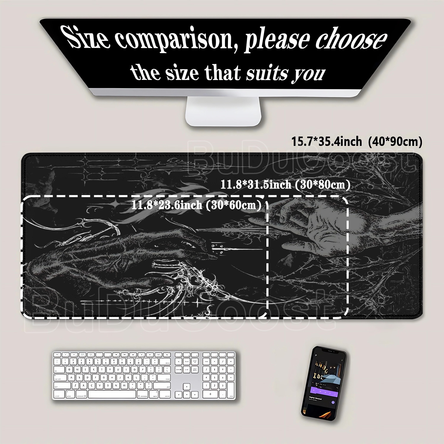 漫画黒白パターンアートマウスパッドゲーム用滑り止めeスポーツ - Esports Gaming Table のレビューと価格