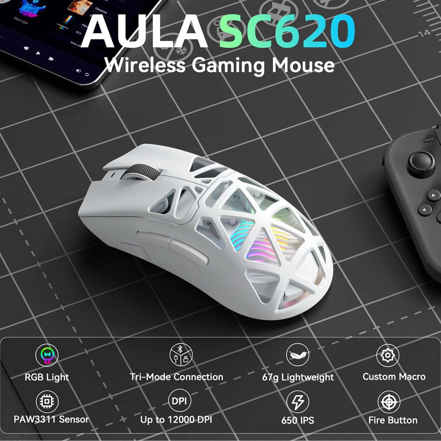 AULA SC620 新しいゲーミングマウス 有線/Blue - Esports Gaming Mouse Weight Adjustable のレビューと価格