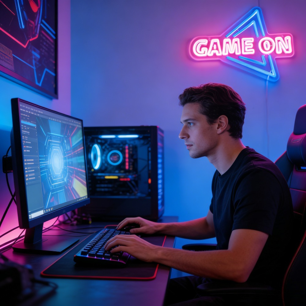 ネオンサインLED USBウォールライト調光可能ゲーミングル - Esports Gaming Setup のレビューと価格