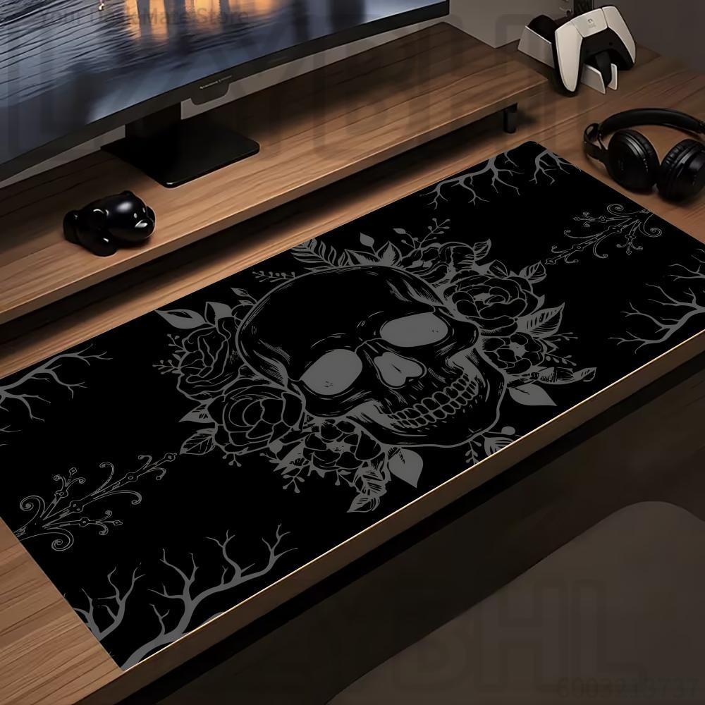 クールな黒のスカル柄マウスパッドXXL大型滑り止めゴム製eス - Esports Gaming Table のレビューと価格