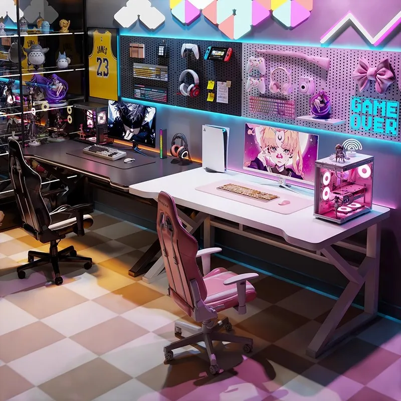 ダブルEスポーツゲーミングデスク、ホームオフィスや寝室用のロ - Esports Gaming Setup のレビューと価格
